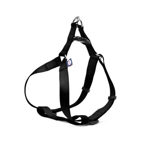 Record Hundegeschirr aus weichem Nylon ausgestattet mit Schnellbefestigung auf der Ruckseite und doppeltem Befestigungsring aus Metall | Schwarz, Größe XL, Umfang 56-81 cm Record Hundegeschirr aus weichem Nylon ausgestattet mit Schnellbefestigung auf der Ruckseite und doppeltem Befestigungsring aus Metall | Schwarz, Größe XL, Umfang 56-81 cm von Record