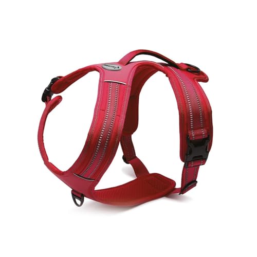 Record - Hundegeschirr Action Alpen - Farbe Rot - Größe XL - Material: Nylon geflochten mit reflektierenden 3M ScotchLite Bändern - Umfang 90-125 cm von Record