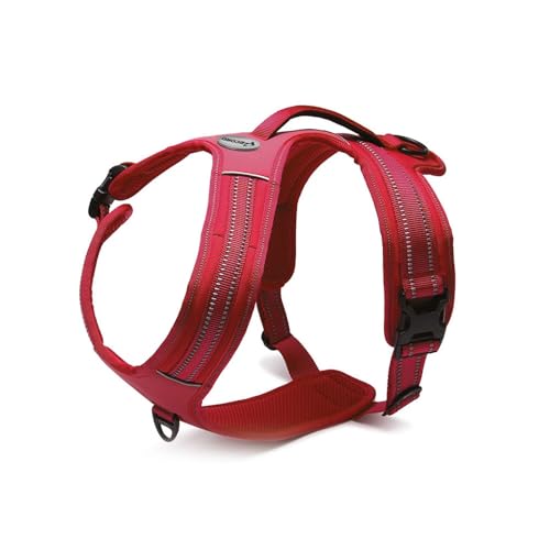 Record - Hundegeschirr Action Alpen - Farbe Rot - Größe XS - Material: Nylon geflochten mit reflektierenden 3M ScotchLite Bändern - Umfang 43-49 cm von Record