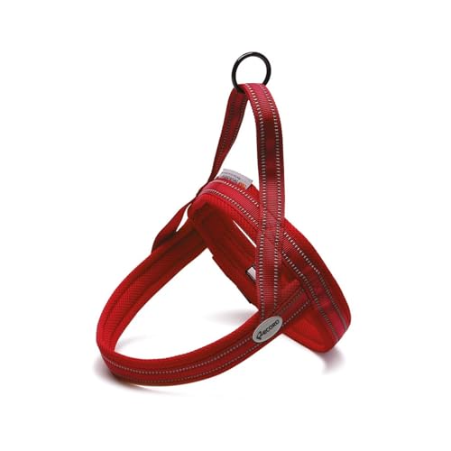 Record Hundegeschirr Dolomiti – Farbe Rot – Größe S – Umfang 54 – 64 cm – Material: Nylon geflochten mit reflektierenden 3M ScotchLite Bändern von Record
