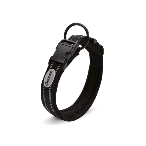 Record Hundehalsband Ande aus widerstandsfahigem Nylon mit Reflektierenden Details und Kunststoff Verschlussclip | Farbe Schwarz, Größe XXS- 1,5 cm, Umfang 28-30 cm Record Hundehalsband Ande aus widerstandsfahigem Nylon mit Reflektierenden Details und Kunststoff Verschlussclip | Farbe Schwarz, Größe XXS- 1,5 cm, Umfang 28-30 cm von Record