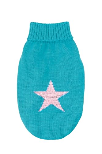 Record - Hundepullover Moonlight Sky Star. Warmer Pullover mit Stern auf der Rückseite, eleganter Rollkragen, Loch Leine und Schlaufe hinten | Hellblau, S - Rückenlänge 35 cm von Record
