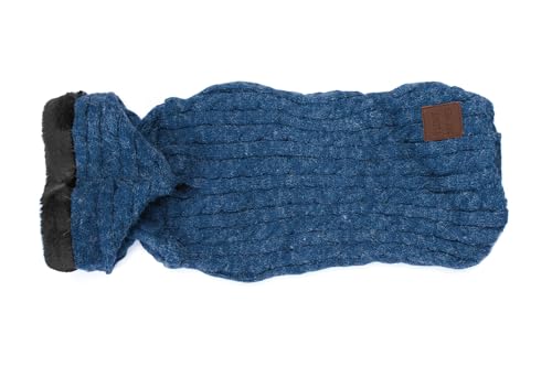 Record - Hundepullover mit Kapuze und Fellumrandung. Warmer und weicher Winterpullover für Hunde. | Blau, XL- Rückenlänge 50 cm von Record