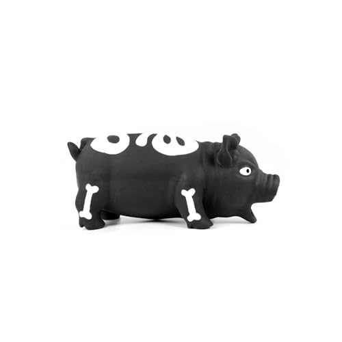 Record - Hundespielzeug aus Latex mit Squeaker Horror Schwein Skelett - Interaktives Spielzeug für Tiere - strapazierfähiges Material - Farbe Schwarz - Größe: 22 cm von Record