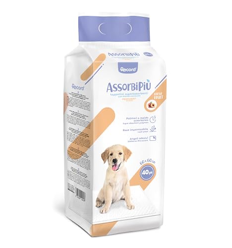Record Hygienematten Absorbipiu für Hunde Superabsorbierend mit Fruchtaroma. Einweg-Hundeschlafunterlage | Größe 60 x 60 cm, 40 Stück Record Hygienematten Absorbipiu für Hunde Superabsorbierend mit Fruchtaroma. Einweg-Hundeschlafunterlage | Größe 60 x 60 cm, 40 Stück von Record
