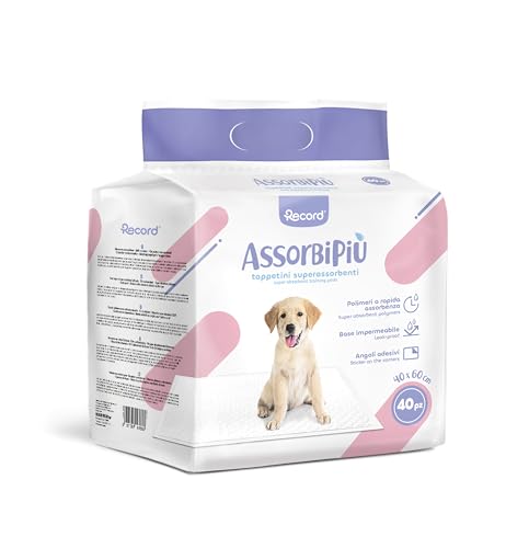 Record Hygienematten für Hund Absorbipiu 40x60cm. Packung mit 40 Stück extra saugfähig wasserdicht geruchsdicht für kleine bis mittelgroße Hunde Record Hygienematten für Hund Absorbipiu 40x60cm. Packung mit 40 Stück extra saugfähig wasserdicht geruchsdicht für kleine bis mittelgroße Hunde von Record