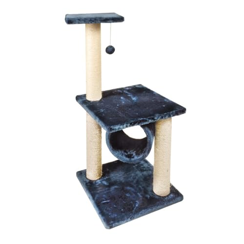 Record - Kratzbaum für Katzen Melissa – Maße 51 x 51 x 86 cm – Farbe Blau – erhöhte Struktur auf Mehreren Ebenen – stimuliert Ihre Katze – stornt beim Springen und Klettern von Record