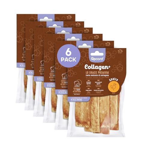 Record - Premium Crackers Snack für Hunde Collagen+ Geschmack Ente mit hohem Proteinwert Kauen für kollagen reiche Hunde ohne Farbstoffe 6er Pack Record - Premium Crackers Snack für Hunde Collagen+ Geschmack Ente mit hohem Proteinwert Kauen für kollagen reiche Hunde ohne Farbstoffe 6er Pack von Record