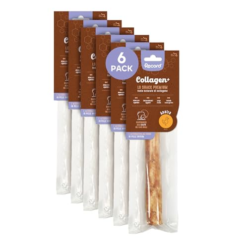 Record - Premium Hundesnack Collagen+ Geschmack Ente mit hohem Proteinwert Kausnack für kollagenreiche Hunde ohne Farbstoffe 6 Beutel à 84 g | (L) von Record