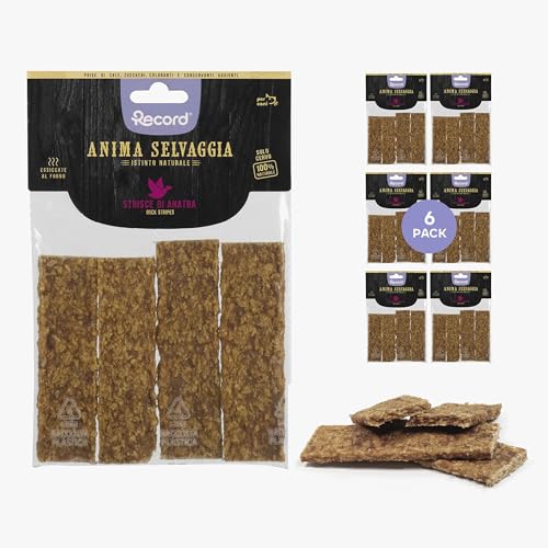 Record Premium Snack für Hunde Wilde Seele Geschmack Ente, Made in Italy. Fleischstreifen für Hunde, ofengetrockneter Hundesnack, 100% natürlich, 6 Beutel à 75 g von Record