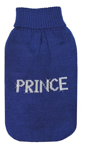 Record - Pullover für Hunde Royal Prince. Pullover mit Stehkragen und Schriftzug Prince aus Metallfäden, Loch Leine und maschinenwaschbar| Blau, Rückenlänge 50 cm Record - Pullover für Hunde Royal Prince. Pullover mit Stehkragen und Schriftzug Prince aus Metallfäden, Loch Leine und maschinenwaschbar| Blau, Rückenlänge 50 cm von Record