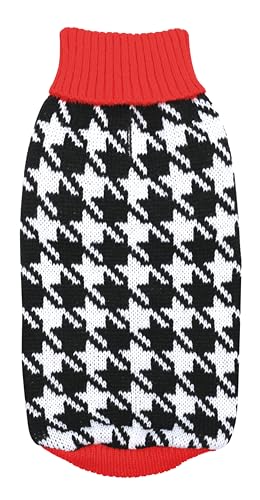 Record - Pullover für Shopping-Hunde, Rückenlänge 50 cm. Pullover mit Rollkragen, schwarz-weißes Muster mit roten Details, Loch für Leine und maschinenwaschbar | XL Record - Pullover für Shopping-Hunde, Rückenlänge 50 cm. Pullover mit Rollkragen, schwarz-weißes Muster mit roten Details, Loch für Leine und maschinenwaschbar | XL von Record
