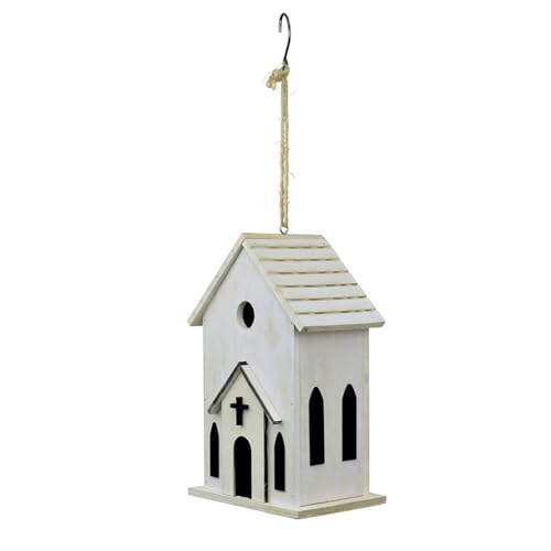 Red Carpet Studios Kleines Vogelhaus, Küken, Kleiber, Meise oder Trällerhäuschen, hängendes Vogelhaus, 52,1 cm lang, weiße Kirche Red Carpet Studios Kleines Vogelhaus, Küken, Kleiber, Meise oder Trällerhäuschen, hängendes Vogelhaus, 52,1 cm lang, weiße Kirche von Red Carpet Studios