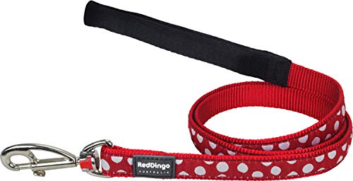 Red Dingo Designer Hundeleine, weiße Punkte auf Rot, 20mm x 1,2 m, Größe M von Red Dingo