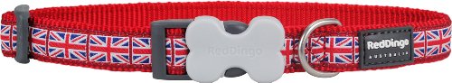 Red Dingo Hundehalsband, Union Jack-Muster, Größe S, 1,5 cm x -24-37 cm, Rot/Weiß/Blau von Red Dingo