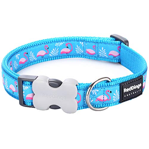 Red Dingo Hundehalsband Flamingo Türkis (20 mm x 31–47 cm), M von Red Dingo