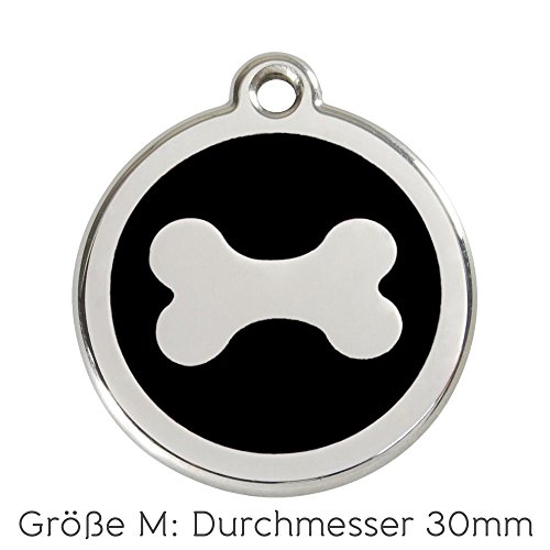 Red Dingo Hundemarke Knochen inklusive Gravur (M, schwarz) von Red Dingo