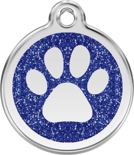 Red Dingo Hundemarke Pfote inklusive Gravur (M, dunkelblau Glitter) von Red Dingo