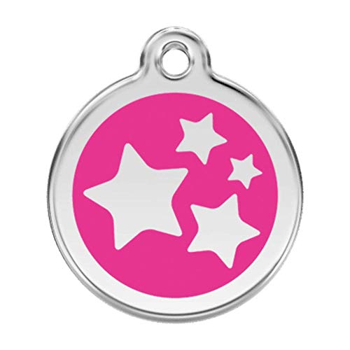 RedDingo Hundemarke aus Emaille, groß, "Sterne", Pink von Red Dingo