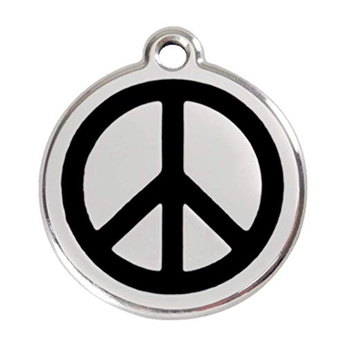 RedDingo Hundemarke aus Emaille, mittelgroß, "Peace", Schwarz von Red Dingo