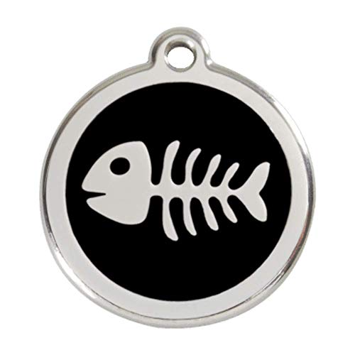 RedDingo Tiermarke aus Emaille, klein, "Fischgräten", Schwarz von Red Dingo