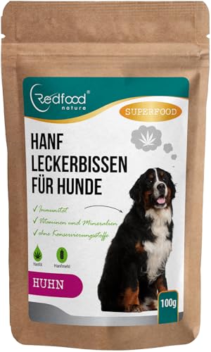 Leckerlis für Hunde mit Hanföl – Huhngeschmack – 100 g – Natürliche Trainings- & Belohnungs-Snacks – Ohne Konservierungsstoffe – Für Haut, Fell, Verdauung & Wohlbefinden von Redfood