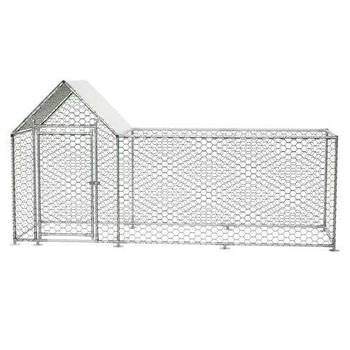 Redkid Metall Freilaufgehege Hühnerstall 1x3x1.5m - Mit Wasserdichtetem PE-Tuch und Sicherheitsschloss - hühnergehege freilauf groß für Hühner, Kaninchen und Verschiedene Kleintiere (1×3×1.5m) von Redkid