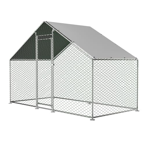 Redkid Metall Freilaufgehege Hühnerstall 3x1.5x2m - Mit Wasserdichtetem PE-Tuch und Sicherheitsschloss - hühnergehege freilauf groß für Hühner, Kaninchen und Verschiedene Kleintiere von Redkid