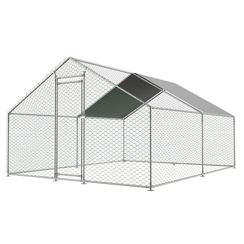 Redkid Metall Freilaufgehege Hühnerstall 3x4x2m - Mit Wasserdichtetem PE-Tuch und Sicherheitsschloss - hühnergehege freilauf groß für Hühner, Kaninchen und Verschiedene Kleintiere (3×4×2m) von Redkid