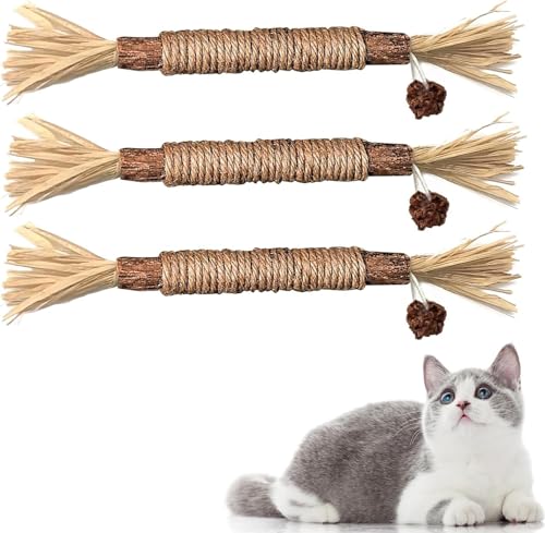 Redreo Katzenminze Sticks, 3 Stück Katzen Kauhölzer Sticks für Katzen Zahnpflege & Gegen Mundgeruch Natürlich Sicher Katzensticks Kausticks von Redreo
