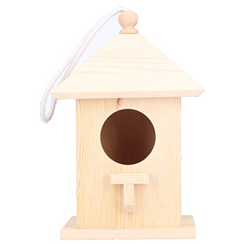 Redxiao~ Vogelhaus aus Holz, Haustierprodukte Einfacher aufzuhängen Holzfarbe ungiftig Einfaches Design Hängendes Vogelhaus, für Homes Gardens Cafe Bars von Redxiao~
