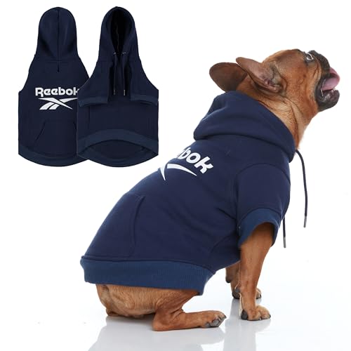 Reebok Hunde-Kapuzenpullover,Fleece-Hundepullover mit Loch für die Leine, kaltes Winter, Hunde-Sweatshirt für kleine, mittelgroße und große Hunde, warm, perfektes Hunde-Weihnachtsoutfit von Reebok