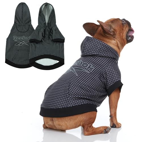 Reebok Hunde-Kapuzenpullover - Fleece-Hundepullover mit Leinenloch, kalter Winter-Hunde-Sweatshirt für kleine, mittelgroße und große Hunde, Premium Hundepullover mit Kapuze, gemütlich, warm, perfektes von Reebok