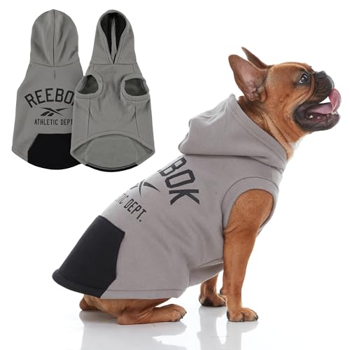 Reebok Hunde-Kapuzenpullover - Fleece-Hundepullover mit Leinenloch, kalter Winter-Hunde-Sweatshirt für kleine, mittelgroße und große Hunde, Premium Hundepullover mit Kapuze, gemütlich, warm, perfektes von Reebok