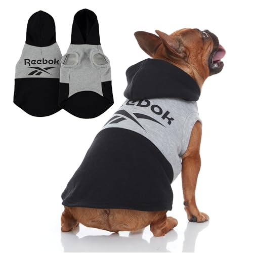 Reebok Hunde-Kapuzenpullover - Fleece-Hundepullover mit Leinenloch, kalter Winter-Hunde-Sweatshirt für kleine, mittelgroße und große Hunde, Premium Hundepullover mit Kapuze, gemütlich, warm, perfektes von Reebok