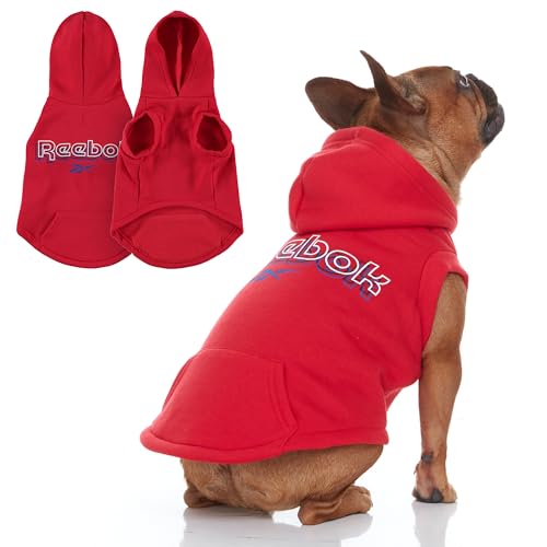 Reebok Hunde-Kapuzenpullover - Fleece-Hundepullover mit Leinenloch, kalter Winter-Hunde-Sweatshirt für kleine, mittelgroße und große Hunde, Premium Hundepullover mit Kapuze, gemütlich, warm, perfektes von Reebok
