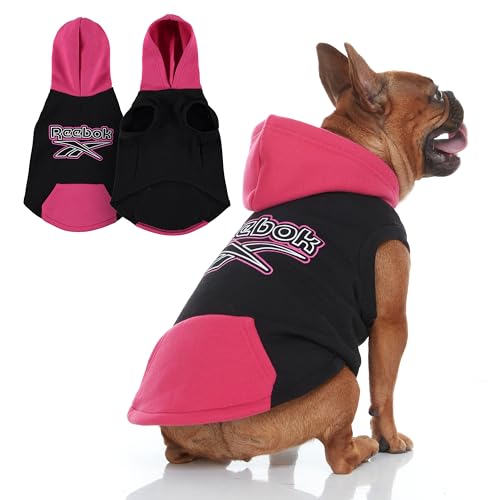 Reebok Hunde-Kapuzenpullover - Fleece-Hundepullover mit Leinenloch, kalter Winter-Hunde-Sweatshirt für kleine, mittelgroße und große Hunde, Premium Hundepullover mit Kapuze, gemütlich, warm, perfektes von Reebok