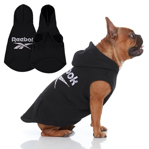 Reebok Hunde-Kapuzenpullover - Fleece-Hundepullover mit Leinenloch, kalter Winter-Hunde-Sweatshirt für kleine, mittelgroße und große Hunde, Premium Hundepullover mit Kapuze, gemütlich, warm, perfektes von Reebok