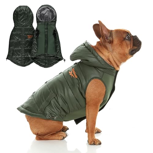 Reebok Hundepuffer Jacke - Wasserdichte Hundeweste mit Kapuze, Hunde-Winterkleidung für kleine, mittelgroße und große Hunde, Premium Winddichte Hunde-Schneejacke perfekt für kaltes Wetter, (Varsity von Reebok