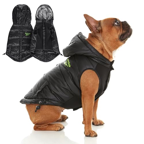 Reebok Hundepufferjacke - Wasserdichte Hundeweste mit Kapuzenpullover, Hundewinterkleidung für kleine, mittlere und große Hunde, Premium Winddichte Hunde-Schneejacke perfekt für kaltes Wetter, von Reebok