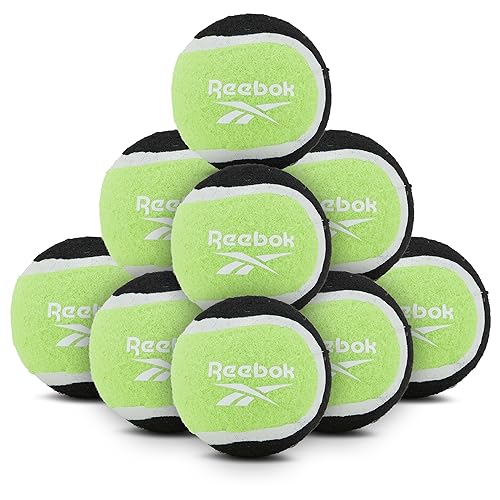 Reebok Tennisbälle für Hunde - 12 Stück quietschende Hunde-Tennisbälle für Outdoor-Spaß, interaktives Hundespielzeug für Langeweile und stimulierendes Spielen, rosa gelb blaue Tennisbälle für Hunde, von Reebok