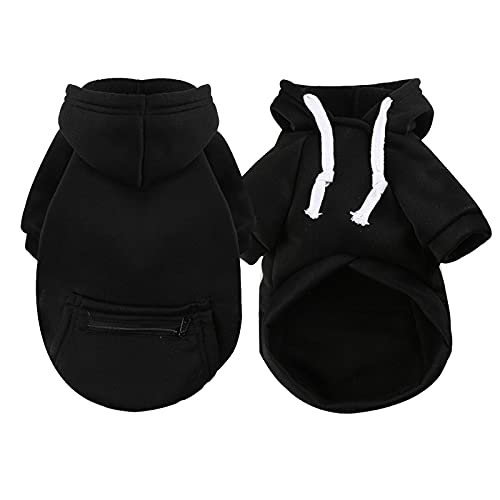 Hunde Weihnachtskleidung Haustier Herbst und Winter Reißverschluss Fleece Tasche Sweatshirt Schwarz Tops Haustier Katzen und Hunde Hoodies Nette warme Haustierkleidung Winter Pulli Für Hunde von Reepetty