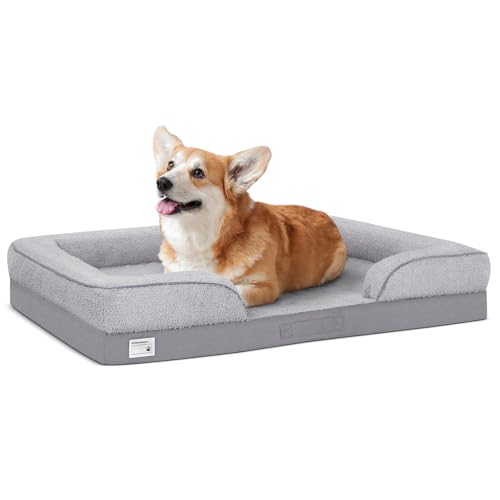 Reerooh Orthopädisches Hundebett Mittelgroße Hunde, Waschbarer Hundekorb mit rutschfestem Boden, Wasserdicht Hundekissen mit U-förmiger Nackenrolle, Hundesofa für Auto Käfig, Grau, 71x59x17cm Reerooh Orthopädisches Hundebett Mittelgroße Hunde, Waschbarer Hundekorb mit rutschfestem Boden, Wasserdicht Hundekissen mit U-förmiger Nackenrolle, Hundesofa für Auto Käfig, Grau, 71x59x17cm von Reerooh
