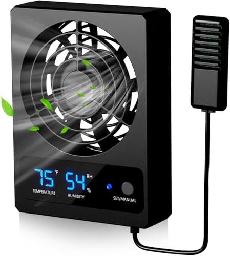 Lüftungsventilator für Reptiliengehege, Regenwald Terrarium Vivarium Luftentfeuchter mit LED-Anzeige, effizienter Kühlventilator, Geschwindigkeit Einstellbarer Luftfeuchtigkeit Ventilator für Lüftungsventilator für Reptiliengehege, Regenwald Terrarium Vivarium Luftentfeuchter mit LED-Anzeige, effizienter Kühlventilator, Geschwindigkeit Einstellbarer Luftfeuchtigkeit Ventilator für von Refein