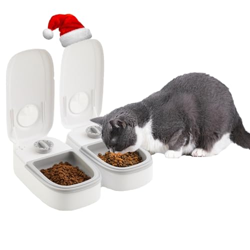 Refein Automatischer Futterspender für Haustiere, 2 Mahlzeiten, 350 ml, elektronisch, zeitgesteuert, Trocken- und Nassfutterspender mit 48-Stunden-Timer, für Katzen, kleine Hunde von Refein