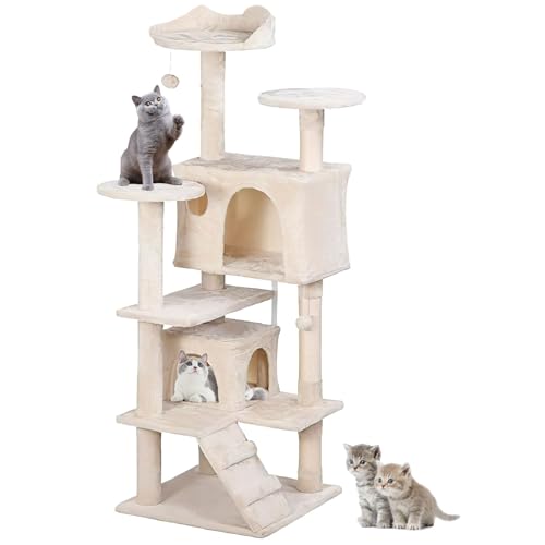 Kratzbaum für Katzen 138cm – Katzenbaum mit Höhlen, Liegemulden, Hängematte & Sisal-Kratzsäulen – Stabiler Cat Tree mit Plüsch & Spielbällen – Für Mehrkatzenhaushalt & Wohnungskatzen Kratzbaum für Katzen 138cm – Katzenbaum mit Höhlen, Liegemulden, Hängematte & Sisal-Kratzsäulen – Stabiler Cat Tree mit Plüsch & Spielbällen – Für Mehrkatzenhaushalt & Wohnungskatzen von Refined Living