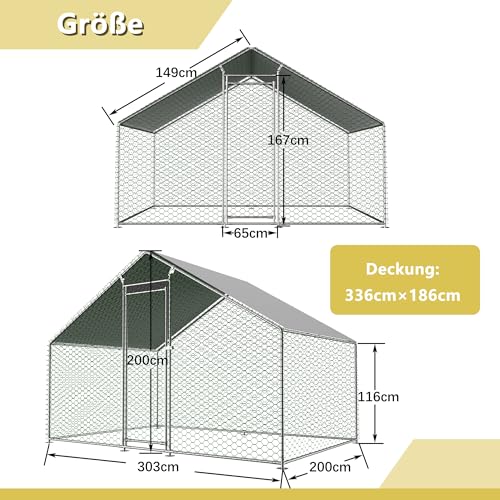 Refined Freilaufgehege Hühnerstall 3x2x2m mit Sicherheitsschloss und Wasserdichtes PE-Tuch, Freilaufgehege aus Metall für Hühner, Kaninchen und weitere Kleintiere2 Refined Freilaufgehege Hühnerstall 3x2x2m mit Sicherheitsschloss und Wasserdichtes PE-Tuch, Freilaufgehege aus Metall für Hühner, Kaninchen und weitere Kleintiere2 von Refined
