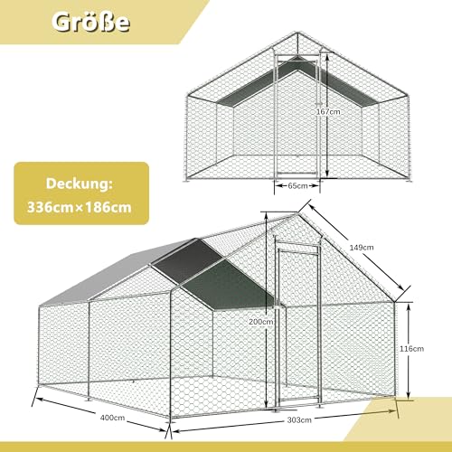 Refined Freilaufgehege Hühnerstall 3x4x2m mit Sicherheitsschloss und Wasserdichtes PE-Tuch, Freilaufgehege aus Metall für Hühner, Kaninchen und weitere Kleintiere2 Refined Freilaufgehege Hühnerstall 3x4x2m mit Sicherheitsschloss und Wasserdichtes PE-Tuch, Freilaufgehege aus Metall für Hühner, Kaninchen und weitere Kleintiere2 von Refined