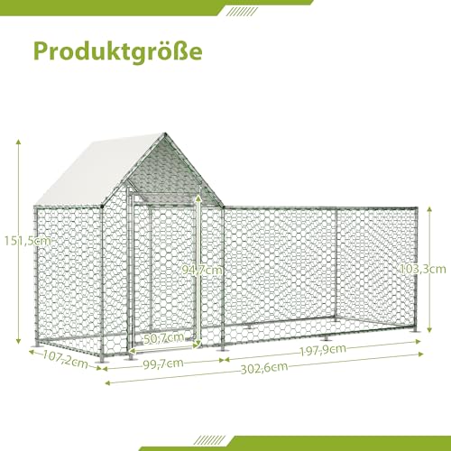 Refined Hühnerstall Freilaufgehege 3x1x1,5m mit Sicherheitsschloss und Wasserdichtes PE-Tuch, Kleintiergehege aus Metall für Hühner, Kaninchen und weitere Kleintiere2 Refined Hühnerstall Freilaufgehege 3x1x1,5m mit Sicherheitsschloss und Wasserdichtes PE-Tuch, Kleintiergehege aus Metall für Hühner, Kaninchen und weitere Kleintiere2 von Refined