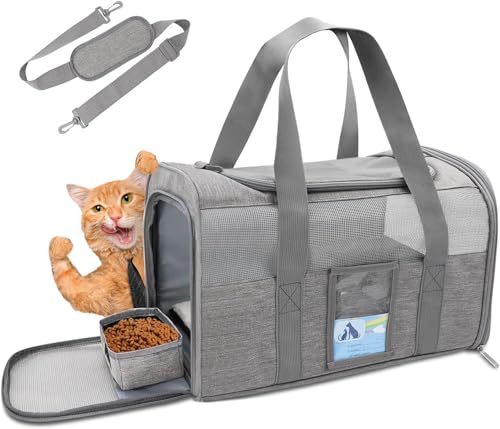 Refrze Katzentrage für große Katzen 9 kg, mittelgroße Katzen unter 11,3 kg, Hundetragetaschen für kleine Hunde, weiche Reise-Haustiertragetasche für 2 Katzen, kleine Hunde, Grau Refrze Katzentrage für große Katzen 9 kg, mittelgroße Katzen unter 11,3 kg, Hundetragetaschen für kleine Hunde, weiche Reise-Haustiertragetasche für 2 Katzen, kleine Hunde, Grau von Refrze